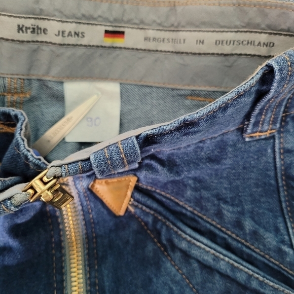 Krahe Zunft European Blue High Rise Double Front Zip Skinny Cargo Jeans Size W31 - Picture 9 of 10